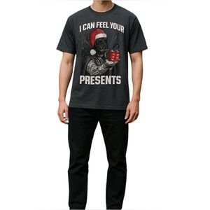 Star Wars Darth Vader Christmas Tee Gray Graphic Shirt Men’s Size L